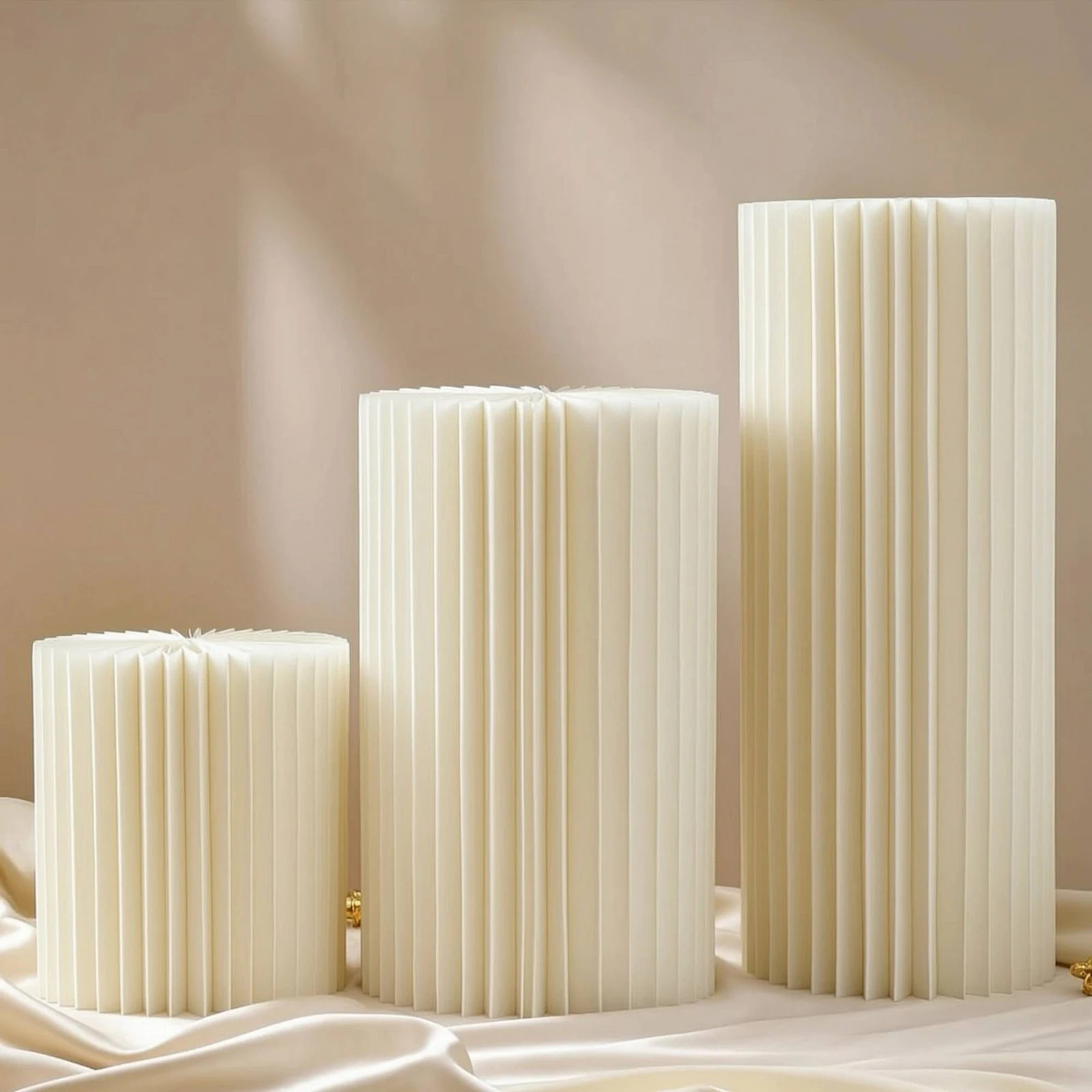 3 Pieces Foldable Paper Column with Acrylic Panels Space-Saving Honeycomb Display Column Foldable Cylinder Pedestal Minimalist