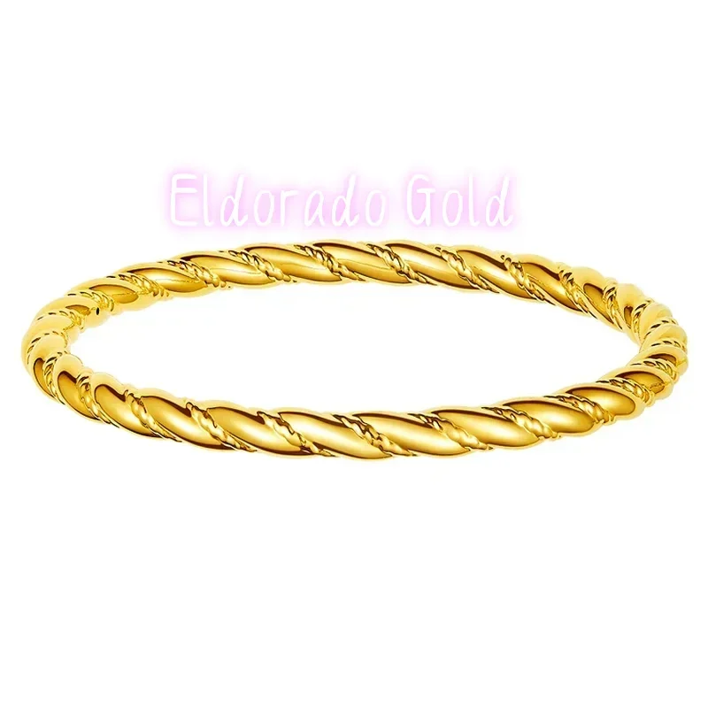 

Золотой браслет Eldorado 999 пробы, 24K, из желтого золота, 3D-дизайн, в виде золотого каната, модный браслет, 6 г
