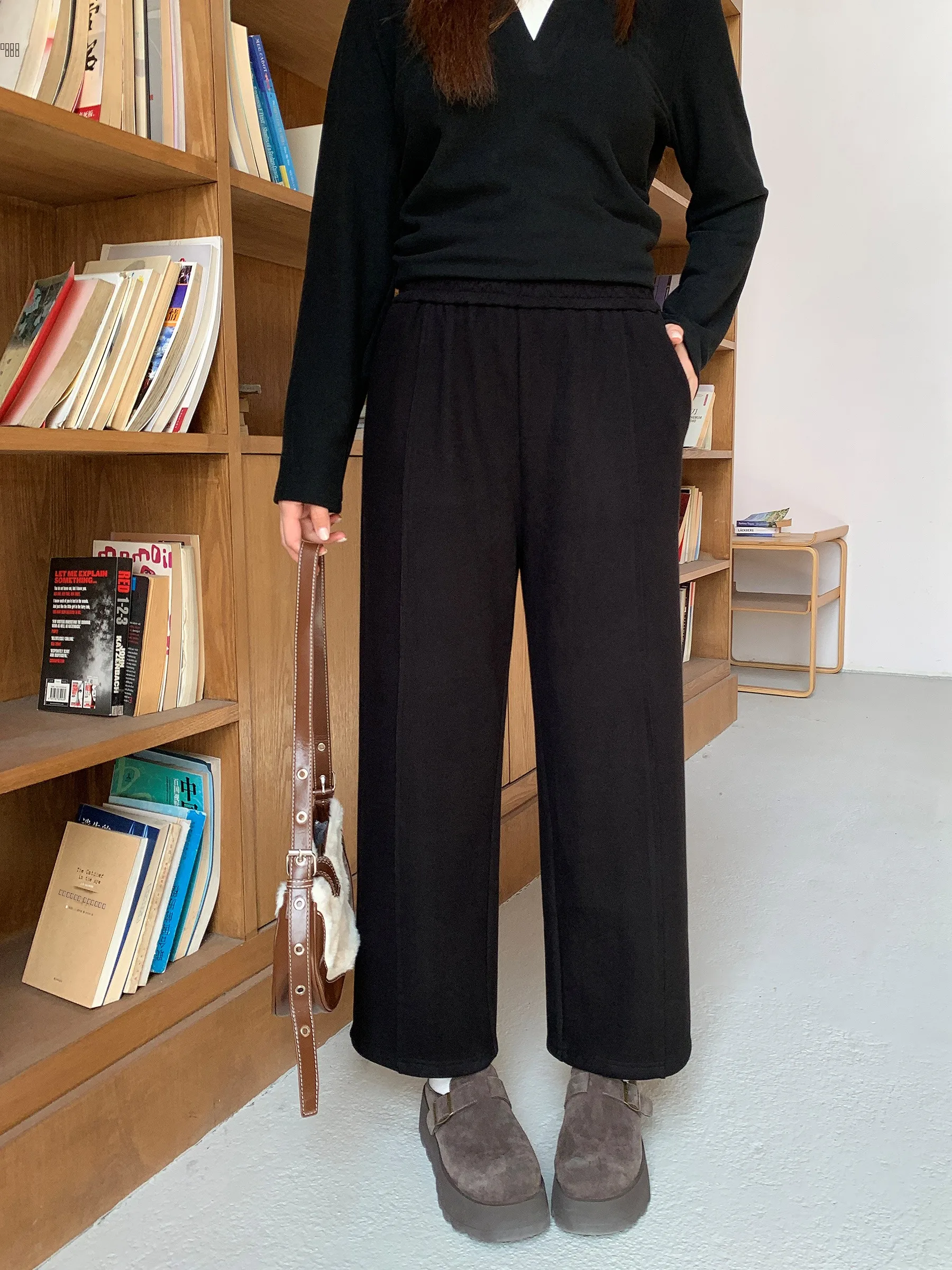 

Женские повседневные брюки с высокой талией, эластичные, трикотажные, больших размеров, свободные, широкие, струящиеся, длинные, с молнией, Cleanfit Sle Zipper Clo...