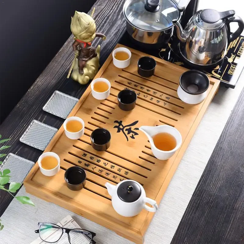 Chinese Traditions Bamboo Tea Tray Solid Bamboo  Board Kung Fu Tools For Cup  Crafts Culture Tea Set