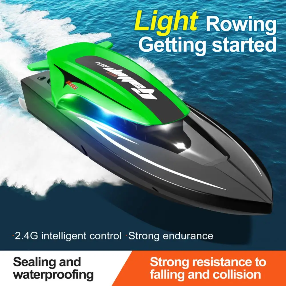 Fluid Line Design Boat High-speed Remote Control Boat Set with Colorful Led Lights Energy-saving Speedboat for Kids for Exciting