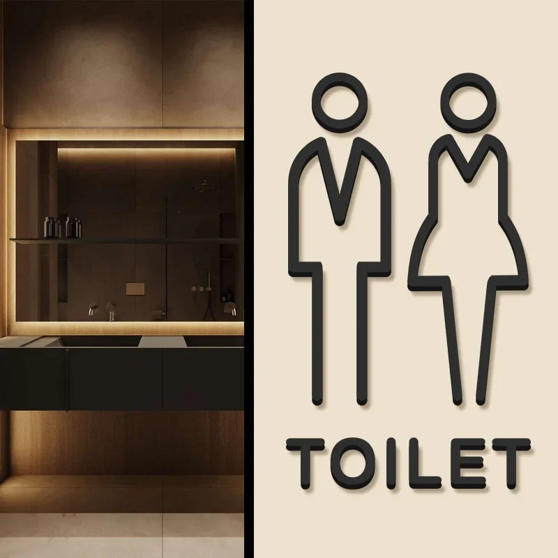 Stiker Dinding Pola Hitam Kreatif untuk Dekorasi Rumah - Tanda Masuk WC Kamar Mandi, Stiker Pintu, dan Wallpaper Rumah Pegatinas