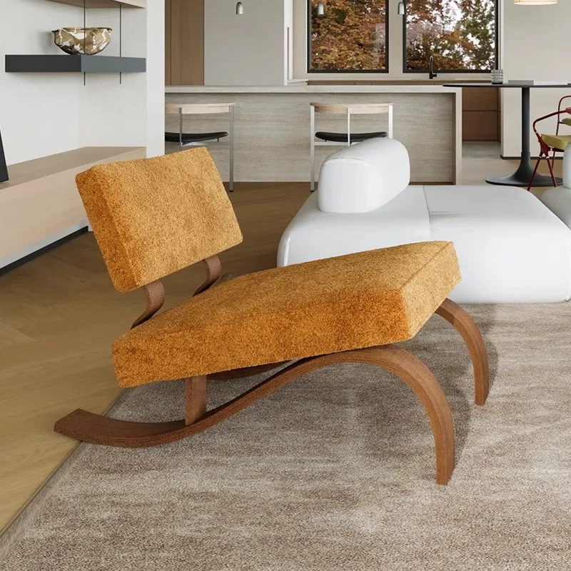 Wabi Sand Wind Single Sofa Chair Small Unit Single Chair Living Room Home Designer Creative Sleigh Shaping Leisure Chair
