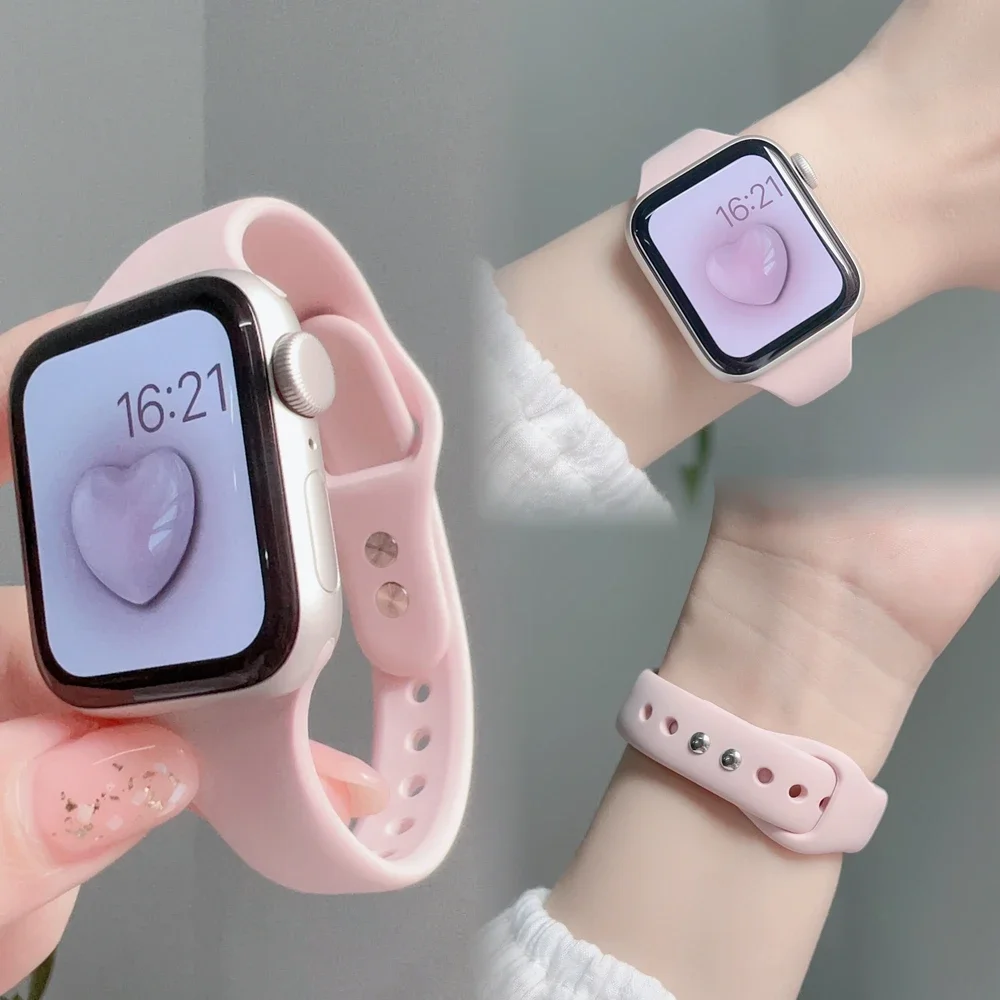 優れたシリコン薄型ストラップ Apple Watch バンド iwatch 女性 38 ミリメートル 40 ミリメートル 41 ミリメートル 42 ミリメートル 44 ミリメートル 45 ミリメートル 46 ミリメートル 49 ミリメートル