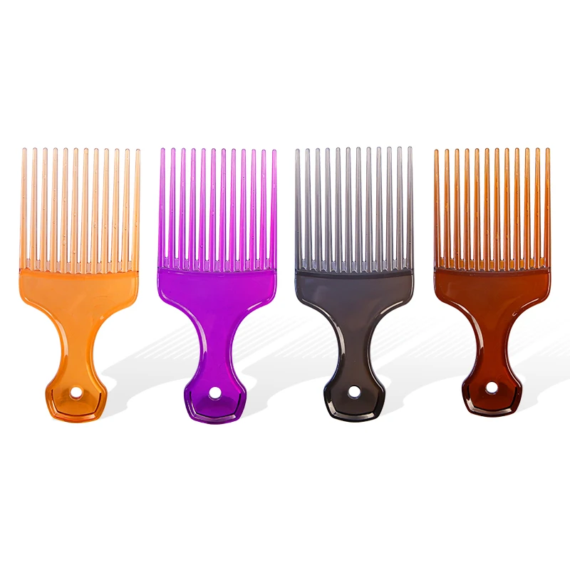 WANMEI Hair Comb Transparent Colored Oil Head Inserted Into the Styling Hair Salon Tool  Hair Pick