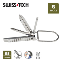 SWISS TECH 6 In 1 PocketMultifunctional Keychain Mini Multitool Kit Small Screwdriver Portable Outdoor EDC Tools Camping Gear