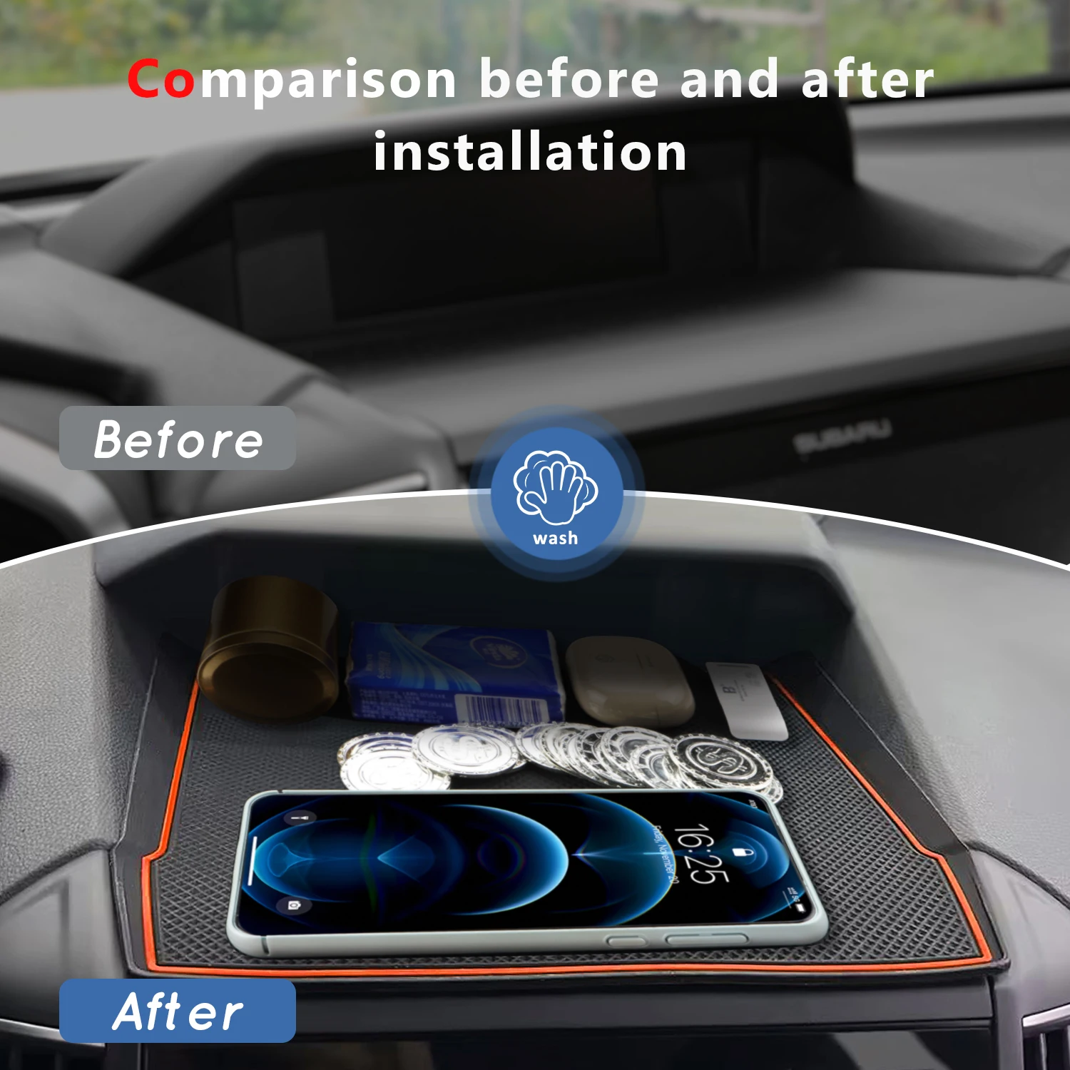 Auto Zentral steuerung Armaturen brett Pad rutsch fest für Subaru Förster 2012 2017 Cross trek-xv Impreza Telefon halter Matte – Detail 26