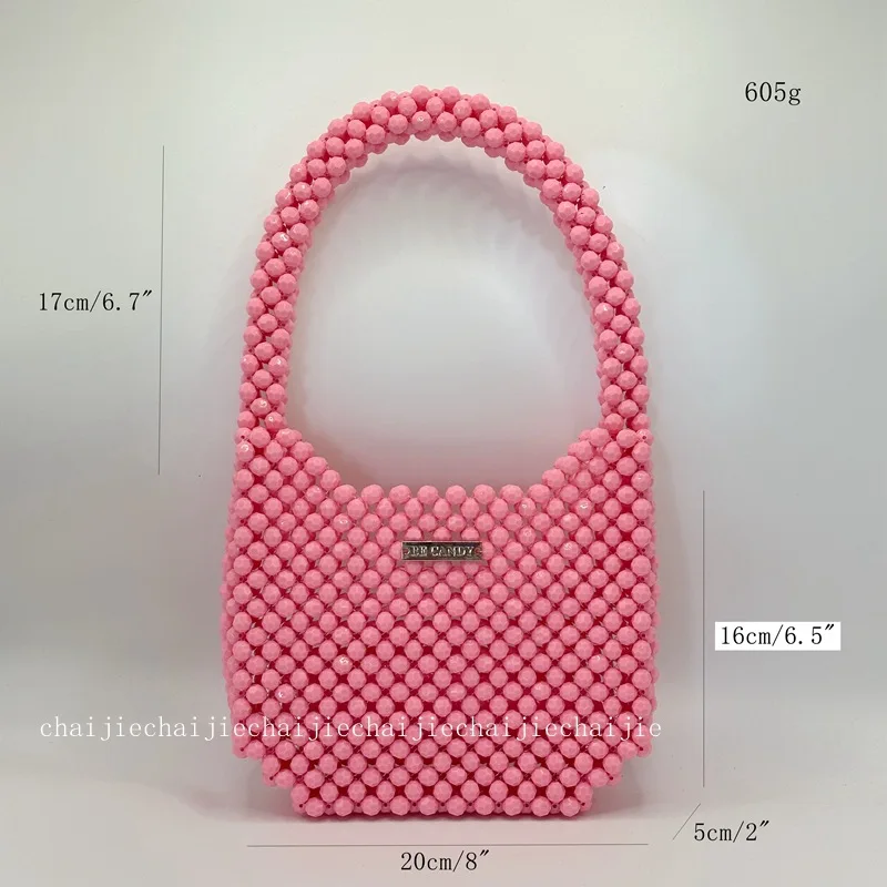 Cross Border New Spot Acrylic Hand Woven Multi-color Bead Women's Shoulder Bag Niche Design Versatile Handbag Customizable Color