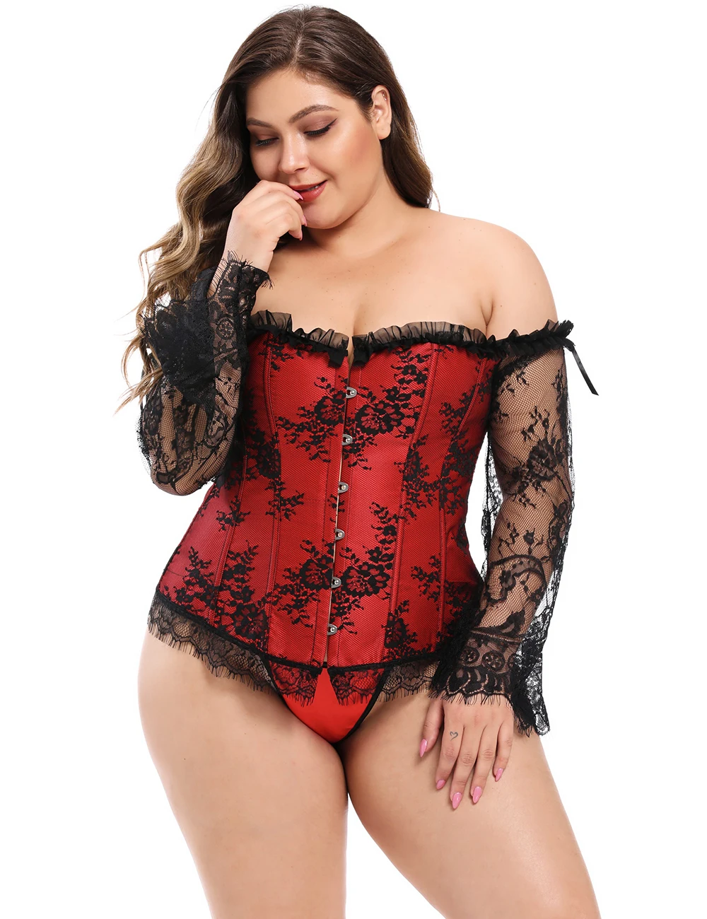 

Sexy off Shoulder Corsets Large Size 6XL Women's Lace-up Gothic Lingerie Classic Female Bustiers Imperial Court Lingerie Suits