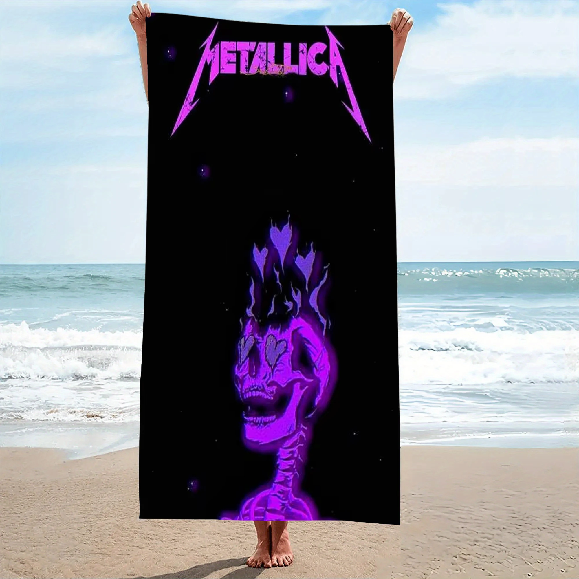 1pc M-Metallica Rock Band Beach Towel Microfiber Quick Dry Heavy Metal Bath Towel For Pool Beach Travel Metal Fans Gift