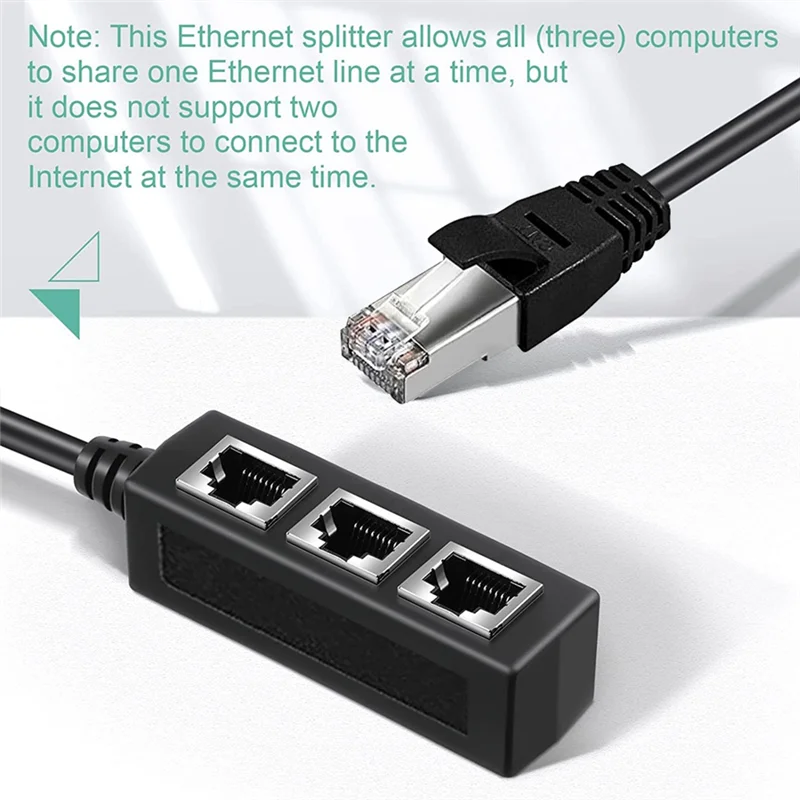 Адаптер Ethernet-сплиттера Rj45, Ethernet-сплиттер от 1 до 3, для дома, офиса, школы, сетевое расширение, черный, 1 шт.