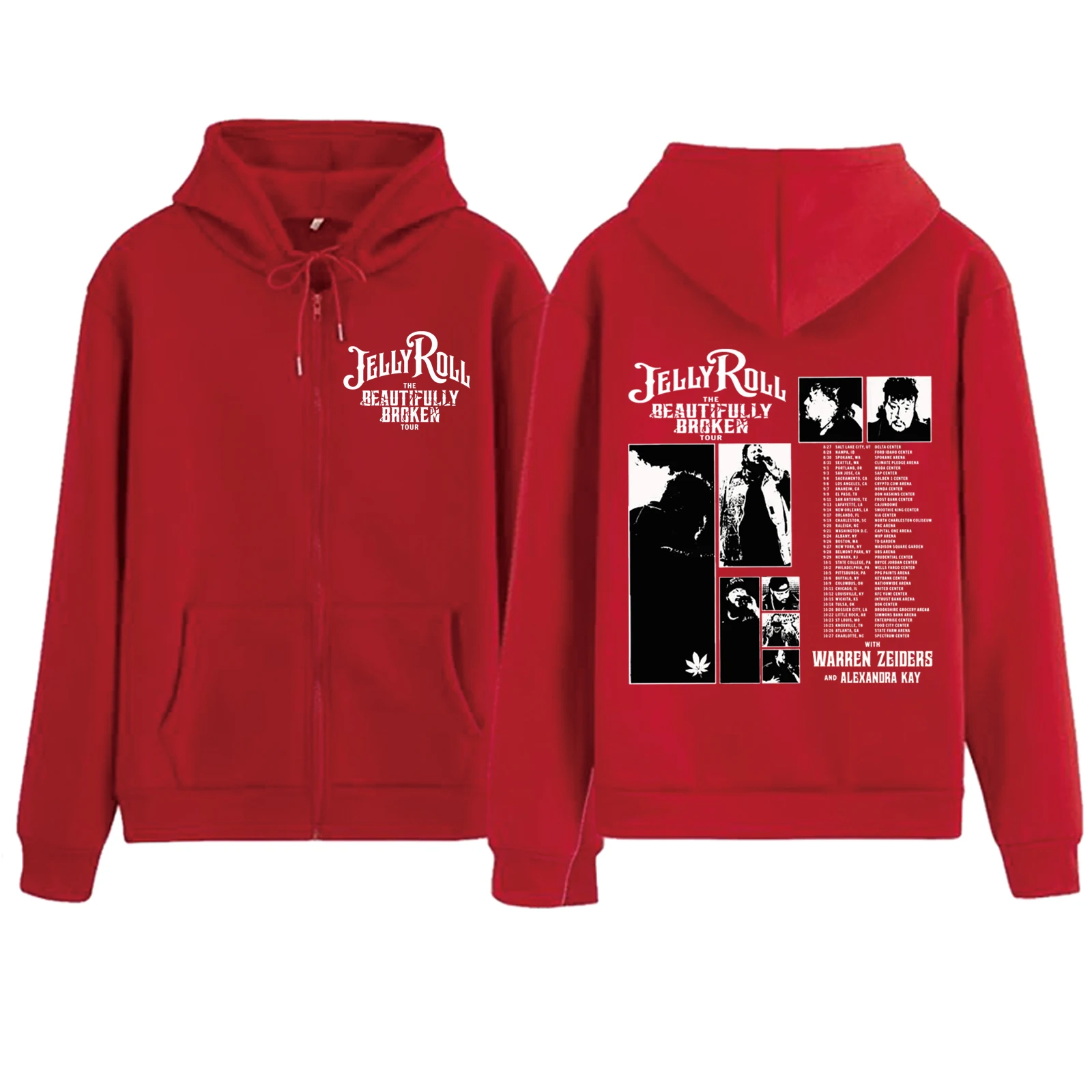 Jelly Roll The Beautifully Broken Tour 2024  Zipper Hoodie Harajuku Pullover Tops Sweatshirt