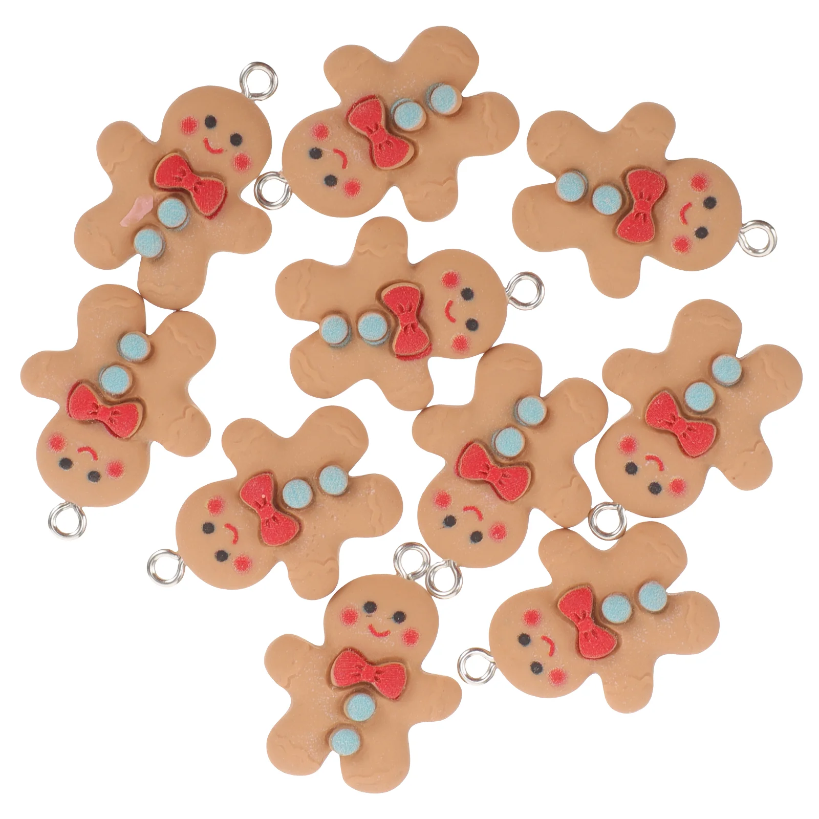 10 Pcs Gingerbread Man Earrings Head Pendants Bracelet DIY Jewelry Charms Plastic Making Findings