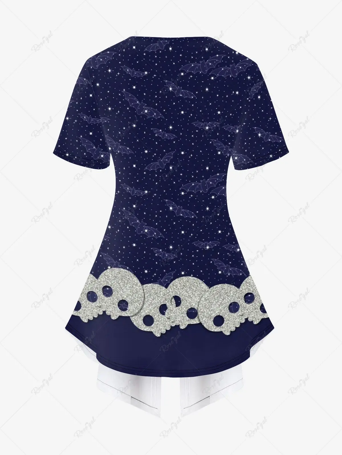 2023 Nieuwe Plus Size Halloween Galaxy Schattige Schedelvleermuis Ster Glitter Bedrukt 2 In 1 T-Shirt Of Flare Broek Dagelijks Casual Bijpassende Set