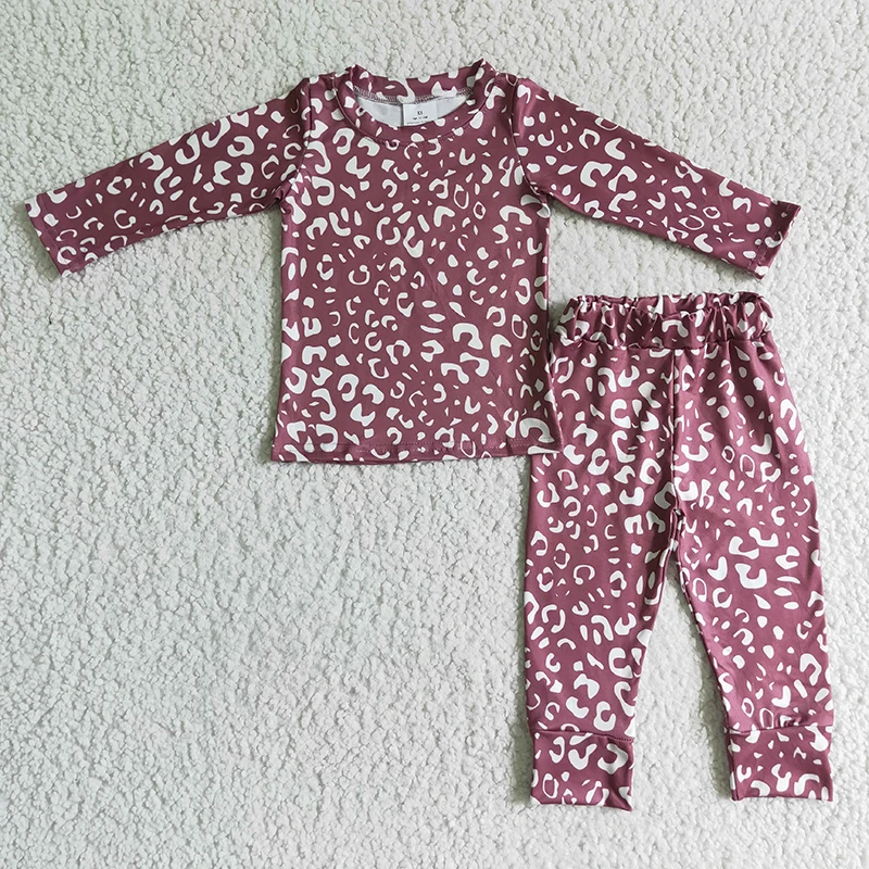 

Children Leopard Long Sleeves Pants Sleepwear Two Piece Set Kid Outfit Toddler Spring Fall Pajamas Baby Girl Nightwear Clothing