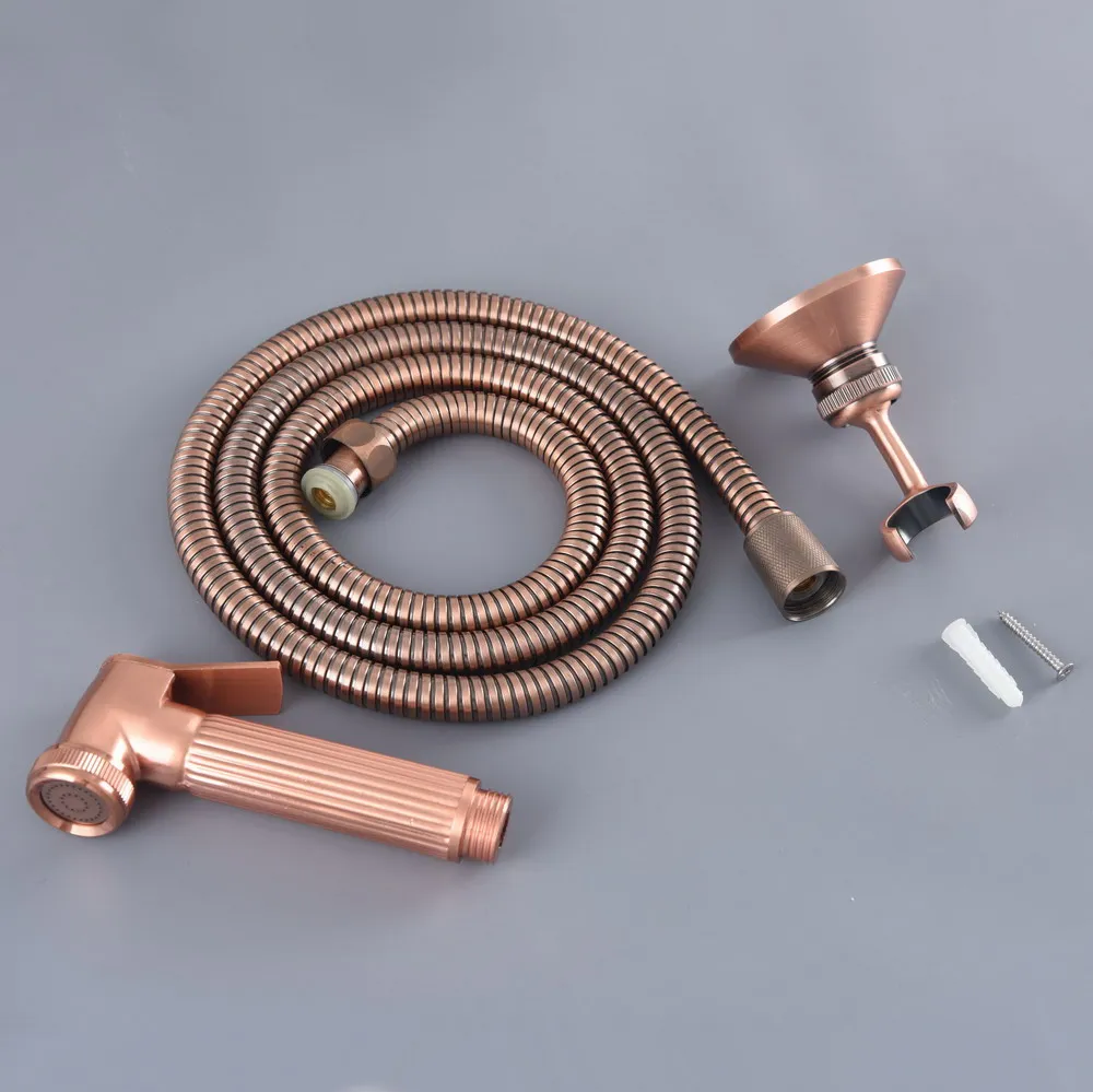 

Antique Red Copper Bathroom Handheld Clean Pressurized Sprayer & 1.5m Shower Hose & Wall Holder Bracket Dhh141