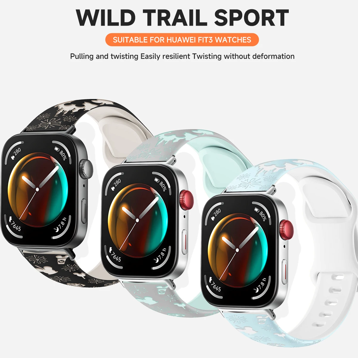 Дизайнерский ремешок с принтами для Huawei Fit 4Pro Fit 4 Fit 3, силиконовый браслет с гравировкой для Huawei Fit 2 1, браслет с цветочным принтом