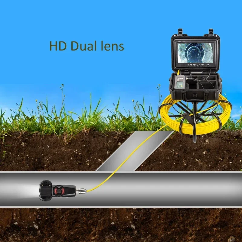 HD 1200TVL 파이프 검사 시스템 듀얼 렌즈 WP9600 비디오 레코더 내시경 카메라(Wi-Fi 케이블 길이 스케일 4500mah 배터리 포함)