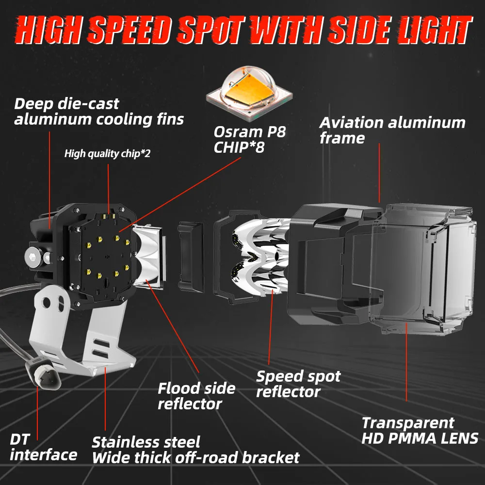 4 Inch DRL LED Driving Light Pods With Wire Harness