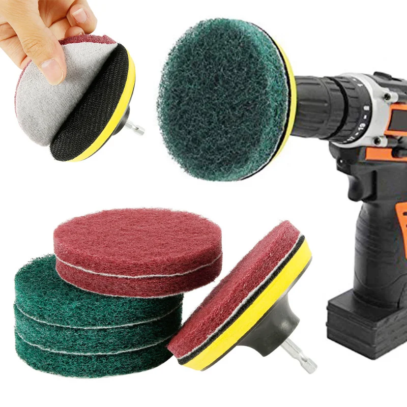 4 pollici trapano Power Brush piastrelle Scrubber spugne abrasive Kit di pulizia strumento di pulizia della casa per bagno pavimento vasca tampone