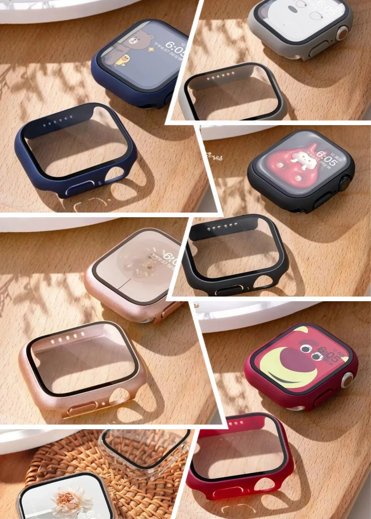 ชุดกระจก+เคส+สายแอปเปิ้ลวอทช์ - 38/42 40/41 44/45 46 มม- - Fit Series 10-3 SE -สายซิลิโคน