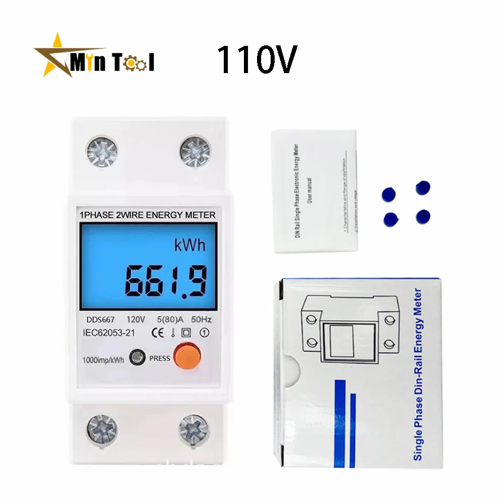 DDS667 Din Rail LCD podświetlenie cyfrowe jednofazowy licznik energii kWh moc licznik zużycia watomierz do narzędzie elektryka