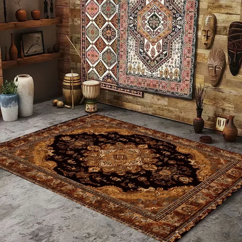 Persian American Retro Carpet Large Area Living Room Decoration Home Ethnic Style Bedroom Rug Cloakroom Lounge Soft Mat Washable