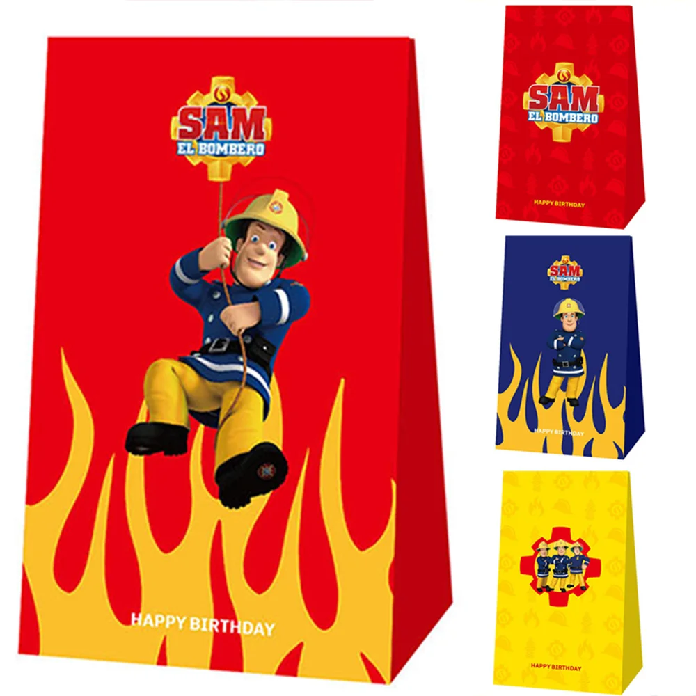 8pcs/Set Fireman Sam Birthday Party Goodie Bags Favor Candy Bag Firefighter Theme Children Birthday Gift Treat School