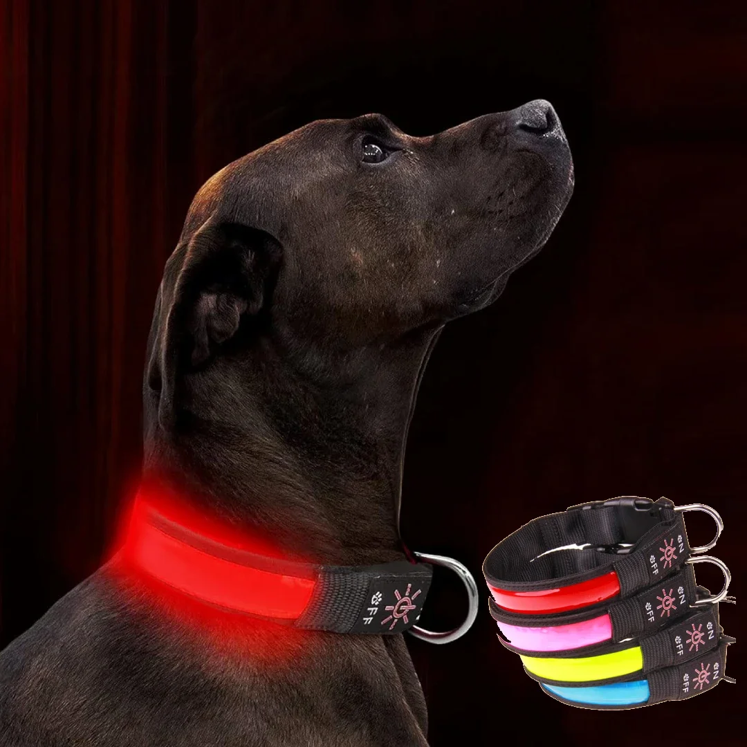 

LED dog collar lights up, USB rechargeable waterproof night dog strap with 3 lighting modes, safe and visible