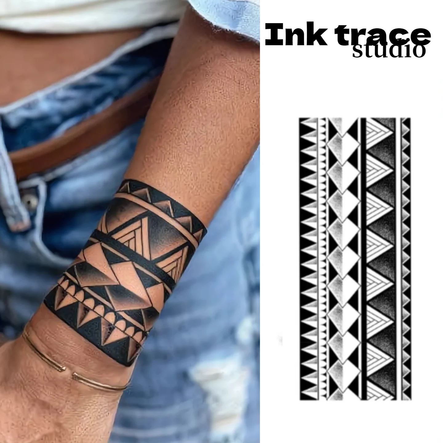 Armband Temporary Tattoo,Lasts To 15 Days New Technology Magic Waterproof Semi Permanent Sticker.