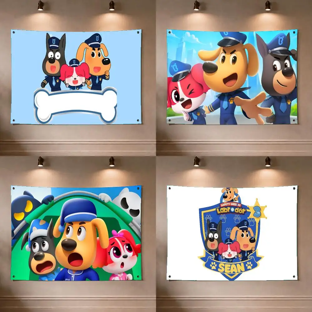 Sheriff Labrador Cute Cartoon Flags Flag Soft skin-friendly Durable Tapestry Outdoor  Flaga  party Home bedroom Decoration