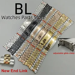 BLIGER 20mm New Curved End Link Jubilee bracelet 904L Steel Silver Gold Two Tone Wrist Watch Strap Solid Screw Links Glide Clasp