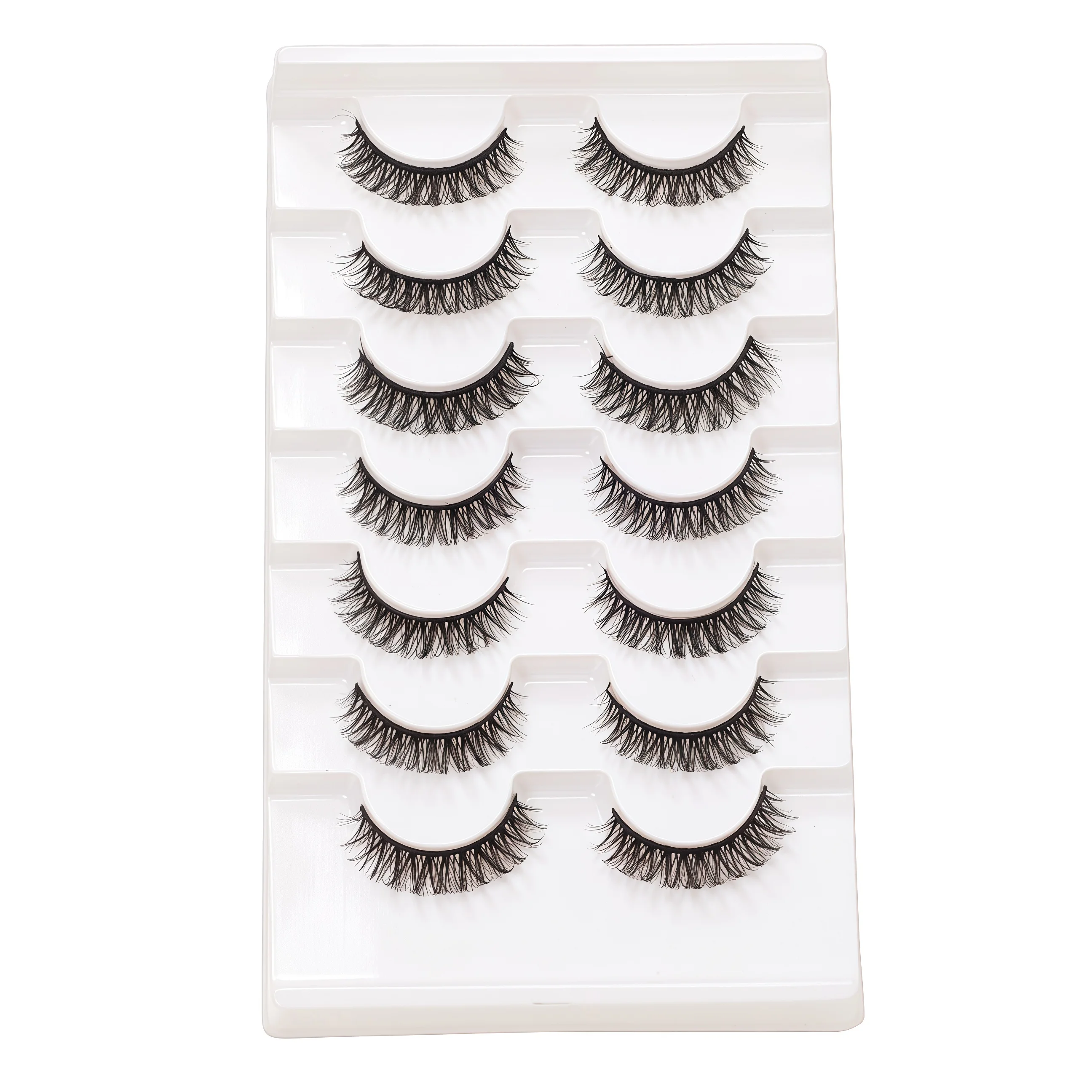 ヨーロッパ＆アメリカン 7ペア 厚め ナチュラルまつげエクステ フェイクキャットアイ ロシアンつけまつげ