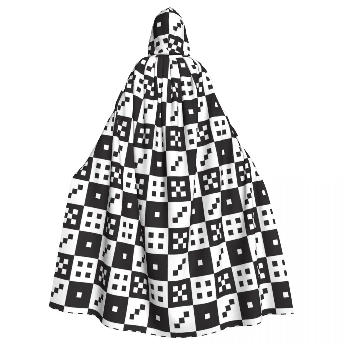 

Chess Board Adult Cloak Cape Hooded Medieval Costume Witch Wicca Vampire Elf Purim Carnival Party