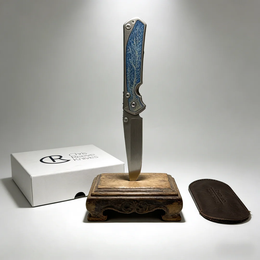 

CR - A high-end CR-390 steel folding knife made by hand. With a lightning pattern on the TC4 titanium handle and a mini knife.
