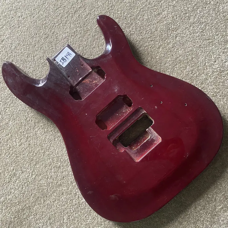 IB191 Red Color Floyd Rose Electric Guitar Body 2 Humbucker Pickups in Solid Wood with Damages Unfinished for DIY