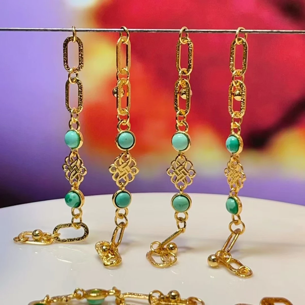 

5pcs Natural Blue Turquoise Accessories Chains Fashion Plate Golden Women Chains for Making DIY Jewerly Necklace Bracelet