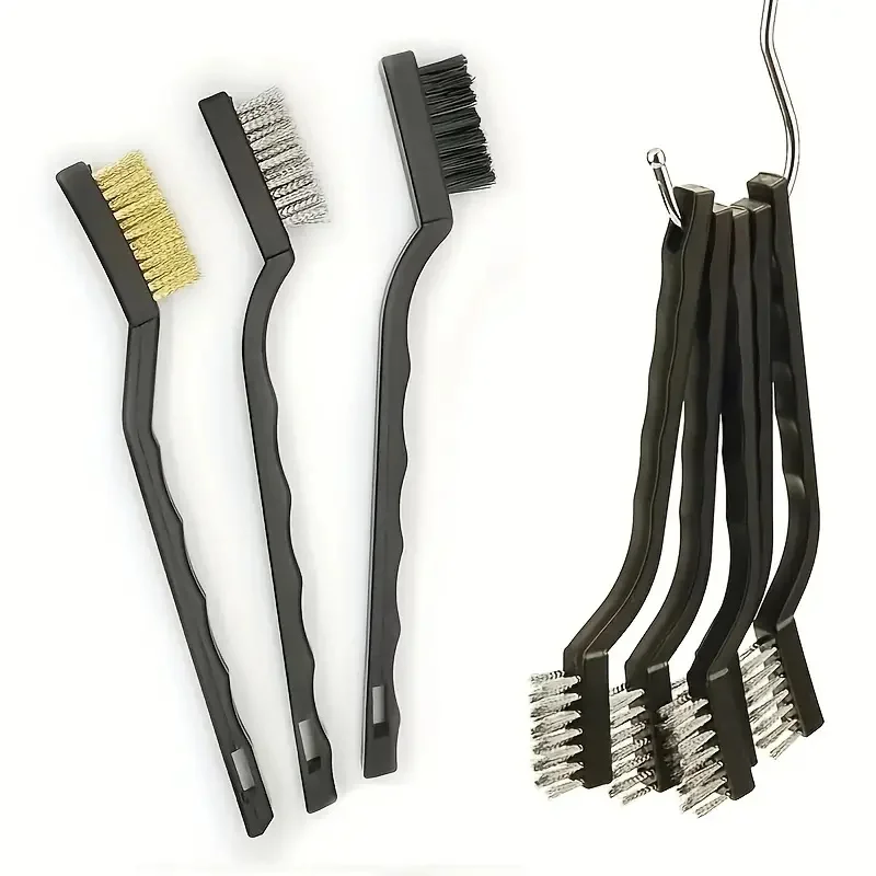 3/9-teiliges professionelles Bürstenset aus Edelstahl/Messing/Nylon, Bürstenset mit gebogenem Griff zum Reinigen von Schweißschlack und zur Rostentfernung – Detail 3