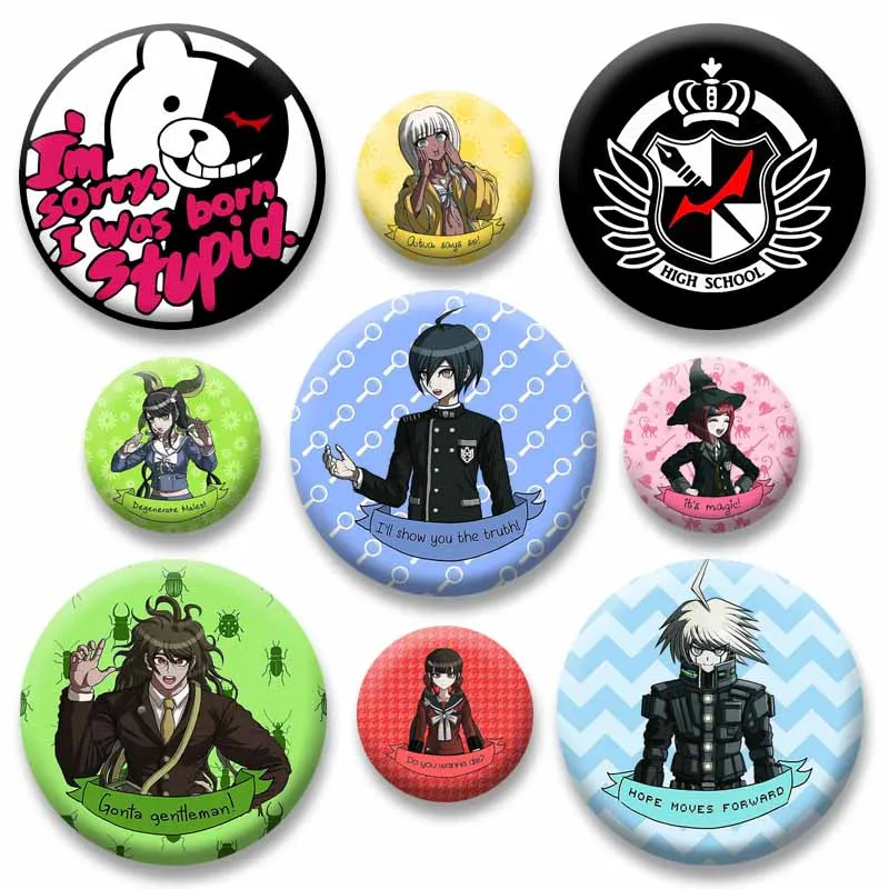 Anime Game Danganronpa Art Enamel Pins Handmade Round Cartoon Brooch Makoto Byakuya Sayaka Badge Bag Hat Ornaments Nijigen Gifts
