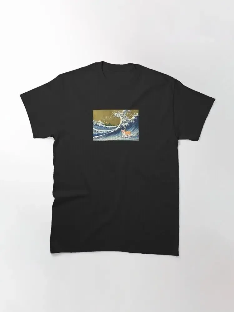 Corgi dog surfing The Great Wave Logo T Shirt S 3XL