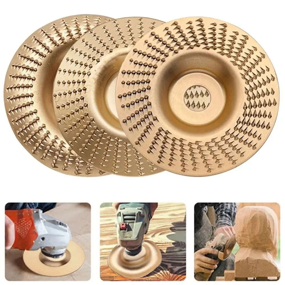 

1/3Pcs Wood Grinding Wheel Angle Grinder Rotary Disc Wood Carving Sanding Carbon Steel Arc/Flat/Bevel Disc Abrasive Tool