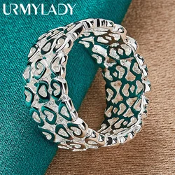 URMYLADY 925 Sterling Silver Hollow Heart 7-10# Ring For Women Wedding Charm Engagement Fashion Jewelry