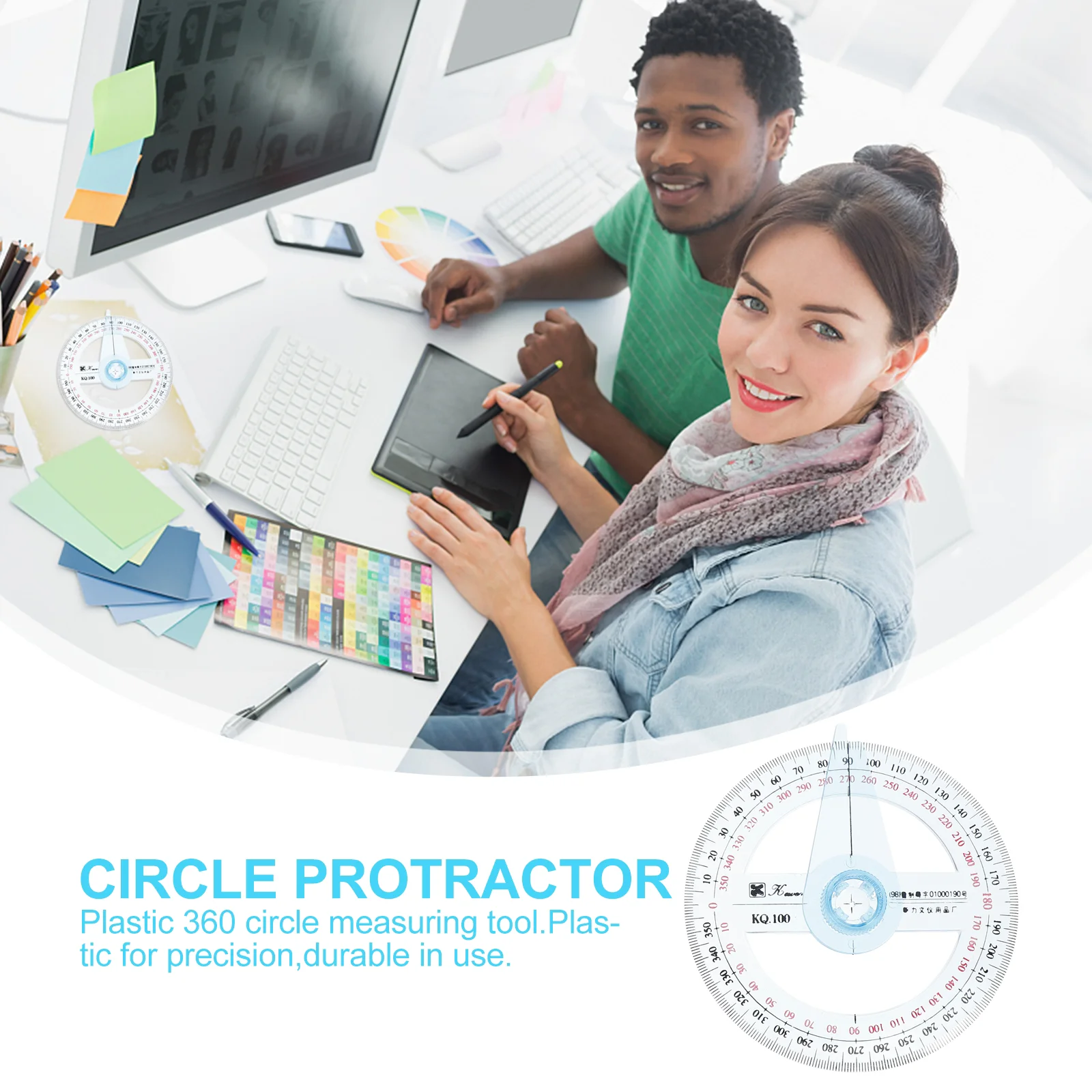 2 Pcs Circle Stencil Digital Protractor Goniasmometer Rotating Protractors 360 Degree Bulk Major