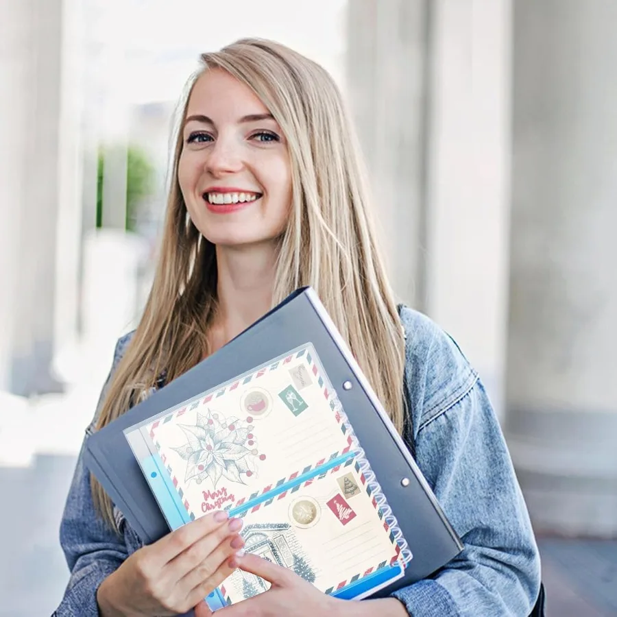 10 Blatt Binder Currey-Hüllen für Sammler, 2 Taschen, durchsichtige Kunststoff-Currey-Seiten für Drei-Ring-Nachfüllbinderseiten für Rechnungen
