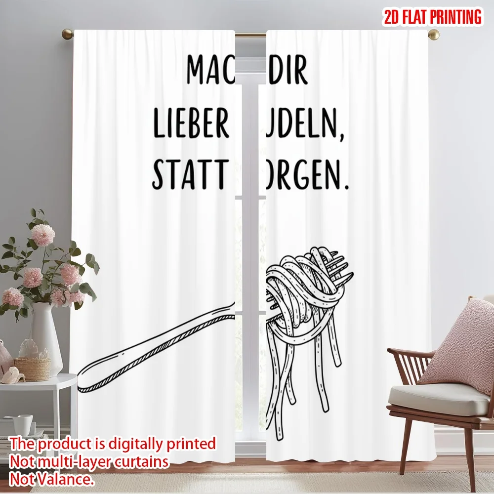 

2pcs 2D flat printing Drapes Make Noodles Instead Worry Fabric Without Electricity 0 for Indoor Celebrations Room Garden