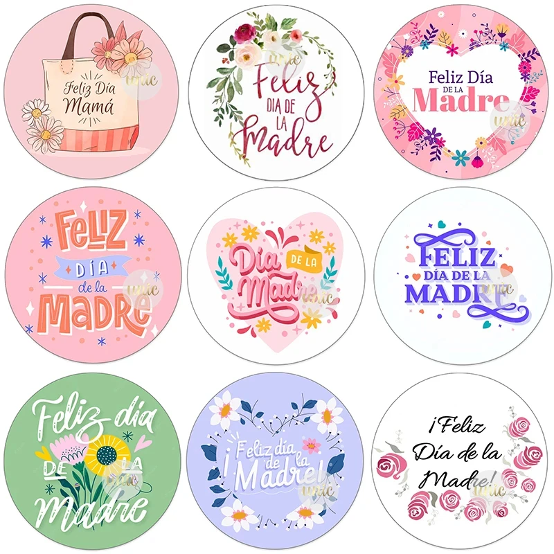 Feliz Día De La Madre Labels Floral Greeting Thank you Self-adhesive Paper Labels Español Happy Mother's Day Decor Stickers