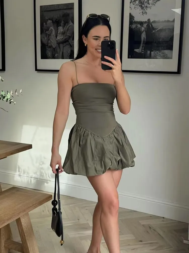 HH femmes Vintage solide Mini robe Cami robe de bal robes Slash cou sans manches été femme mode tenue décontractée robes