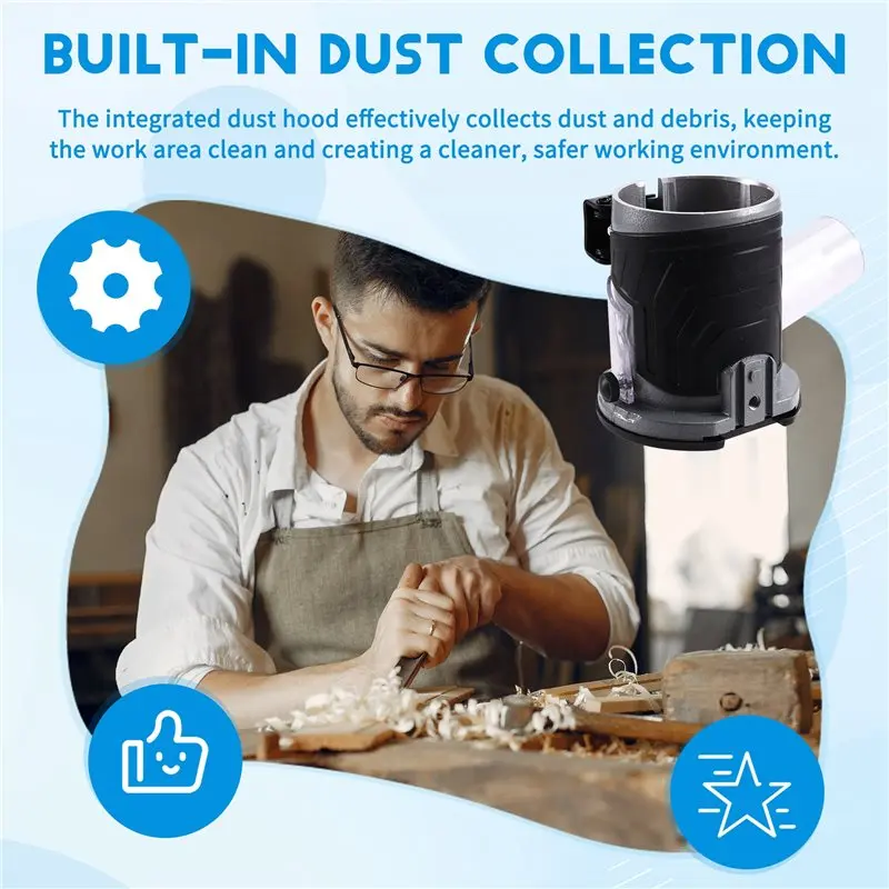 【متعدد الاستخدامات 】قاعدة توجيه يغرق من سبائك الألومنيوم قابلة للتعديل مع مجموعة الغبار لآلة التشذيب ونقش الاستقرار المحسن