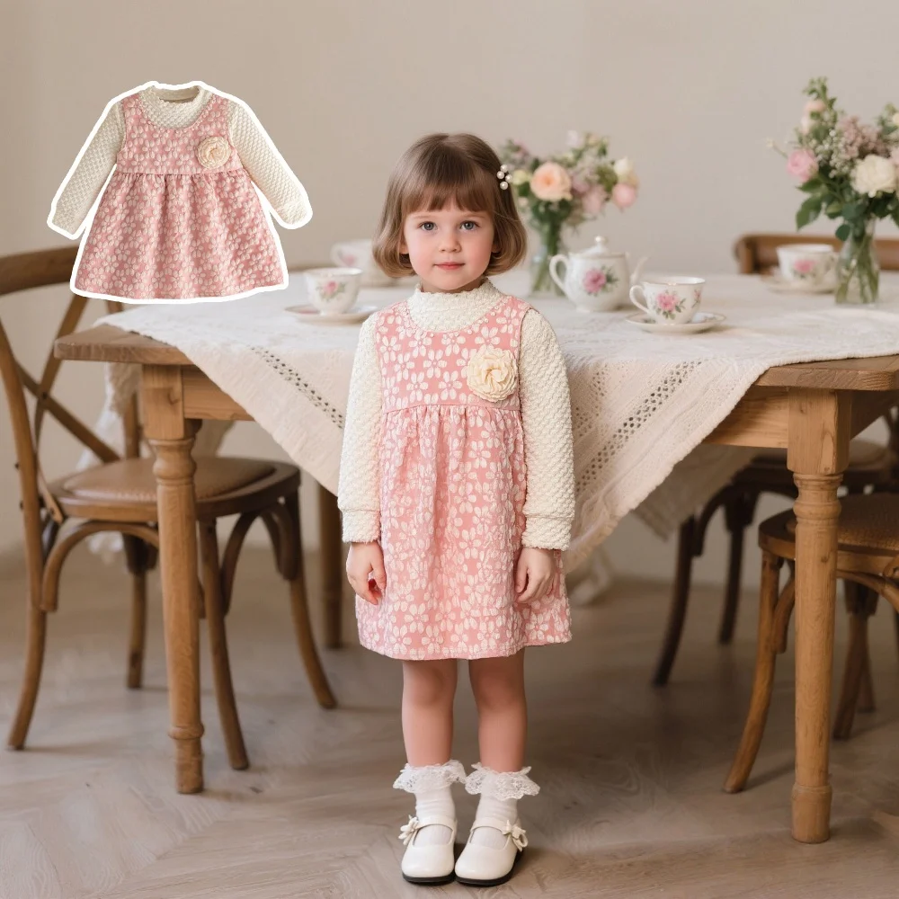 

Платья для маленьких девочек, весенне-осенние хлопковые платья с длинными рукавами и цветочным принтом для девочек, очаровательные детские платья принцессы, одежда для маленьких девочек