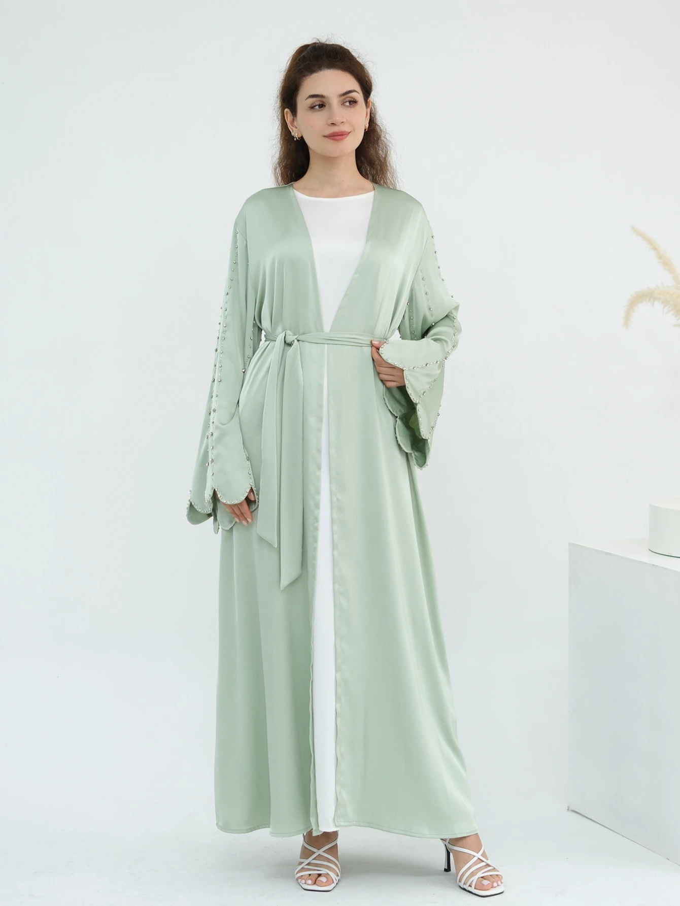 Eid Women Abaya Muslim Diamond Open Dress Jalabiya Ramadan Vestidos Largos Islam Party Arab Long Robe Morocco Dubai Kaftan 2026